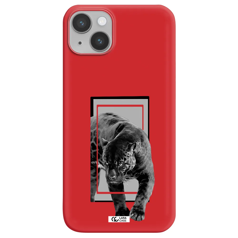 a black tiger with spots on its face Apple iPhone 14 plus Silicone Imperial Red Case