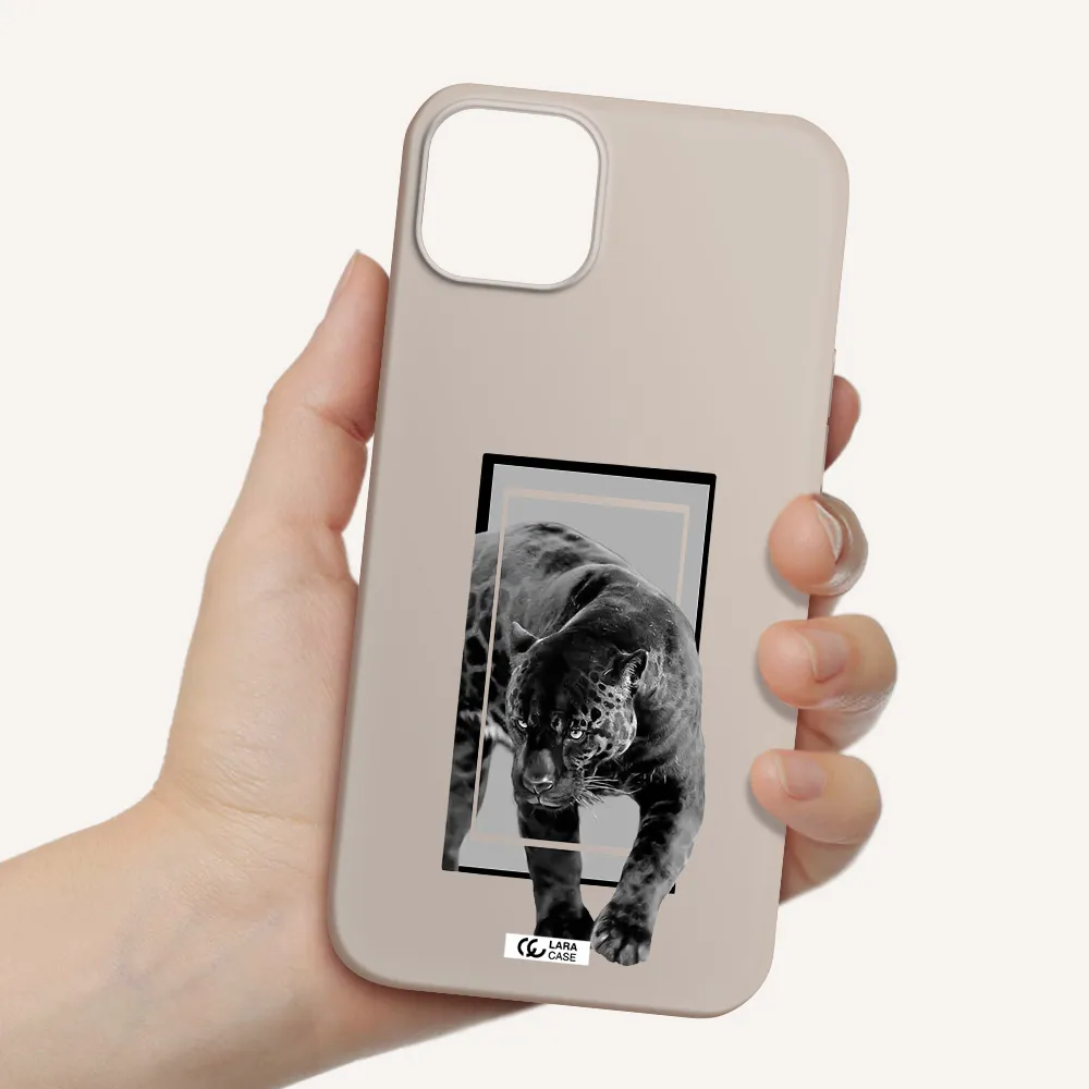 a black tiger with spots on its face Apple iPhone 14 plus Silicone Stone Case