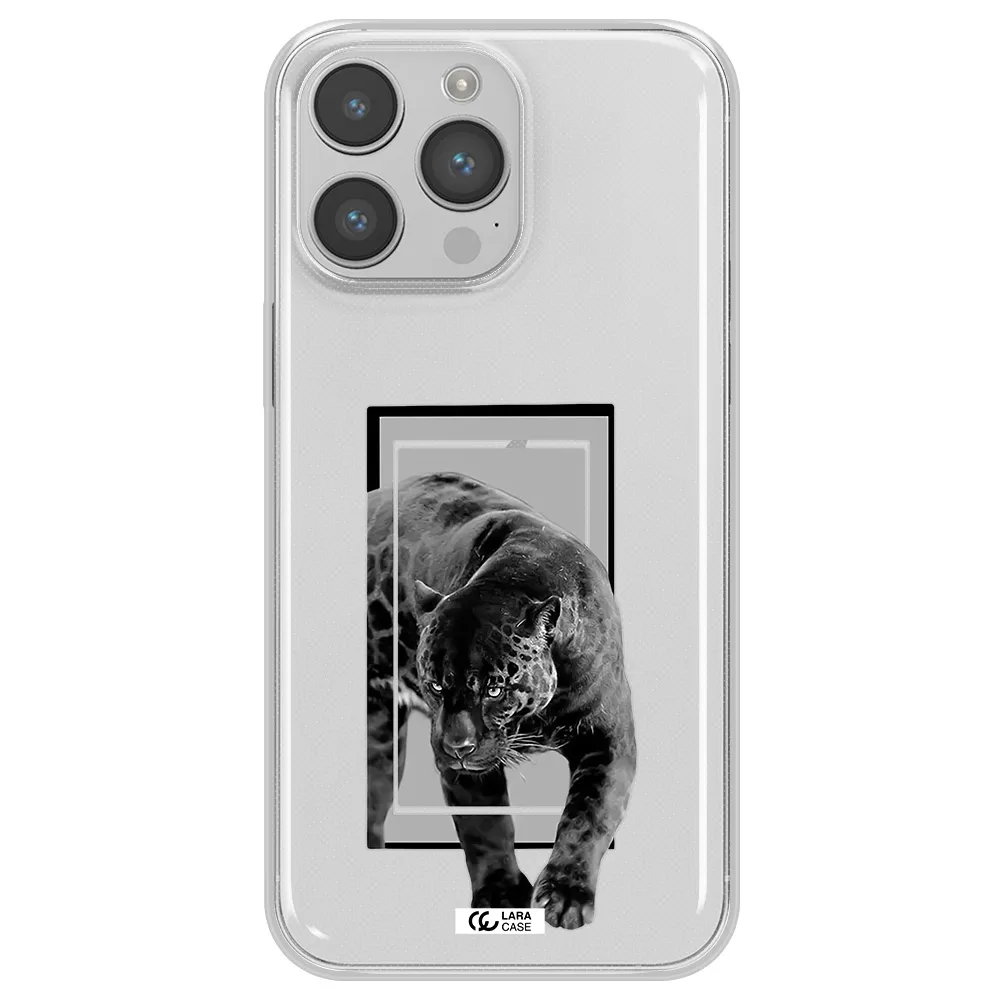 a black tiger with spots on its face Apple iPhone 14 pro Clear TPU Case