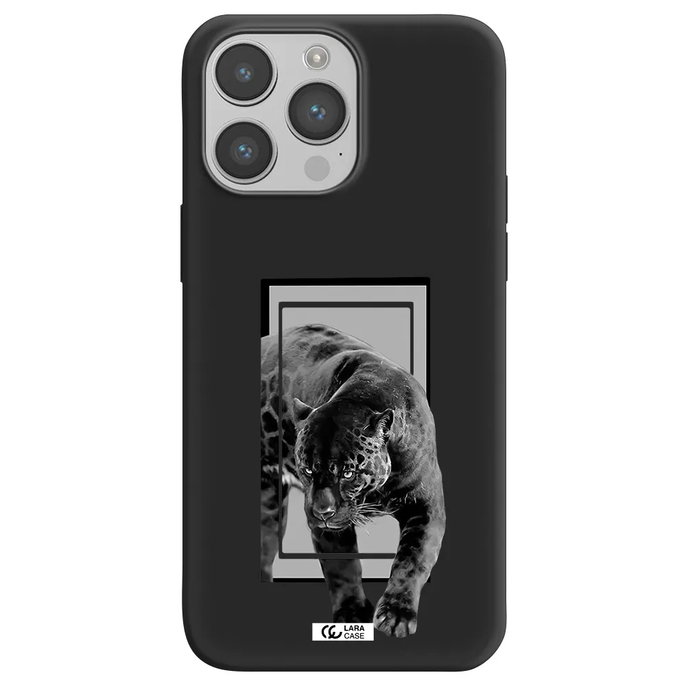 a black tiger with spots on its face Apple iPhone 14 pro Silicone black Case