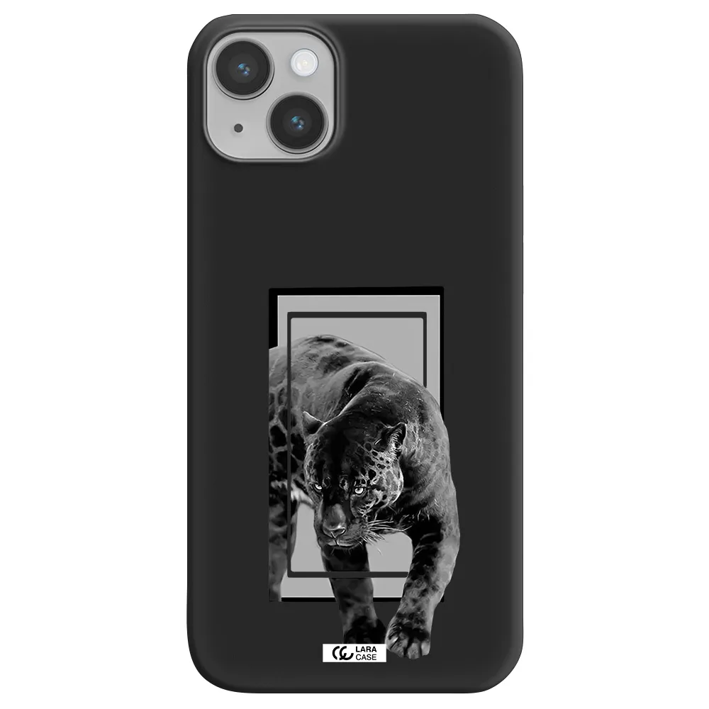 a black tiger with spots on its face Apple iPhone 14 Silicone black Case