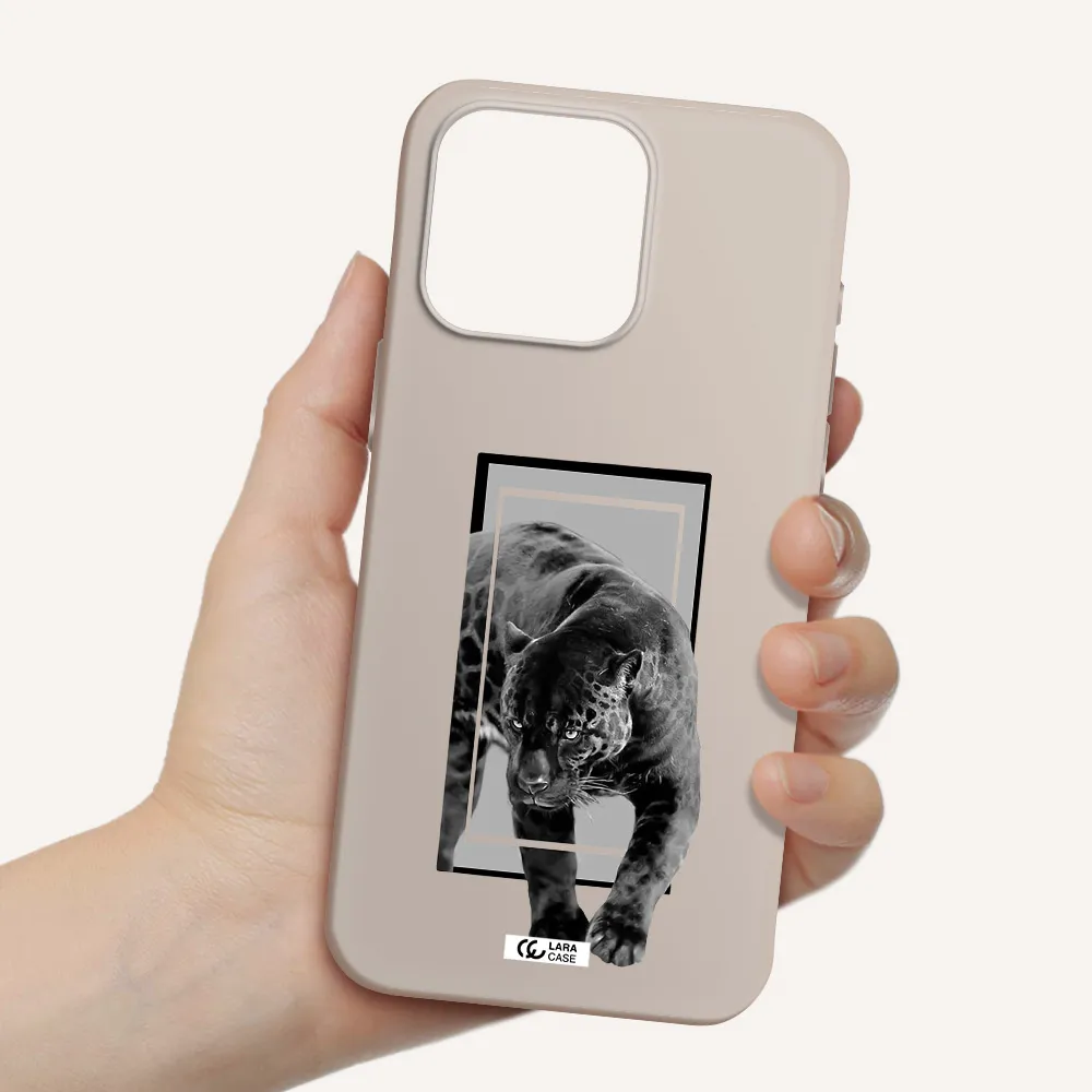 a black tiger with spots on its face Apple Iphone 15 Pro max Silicone Stone Case