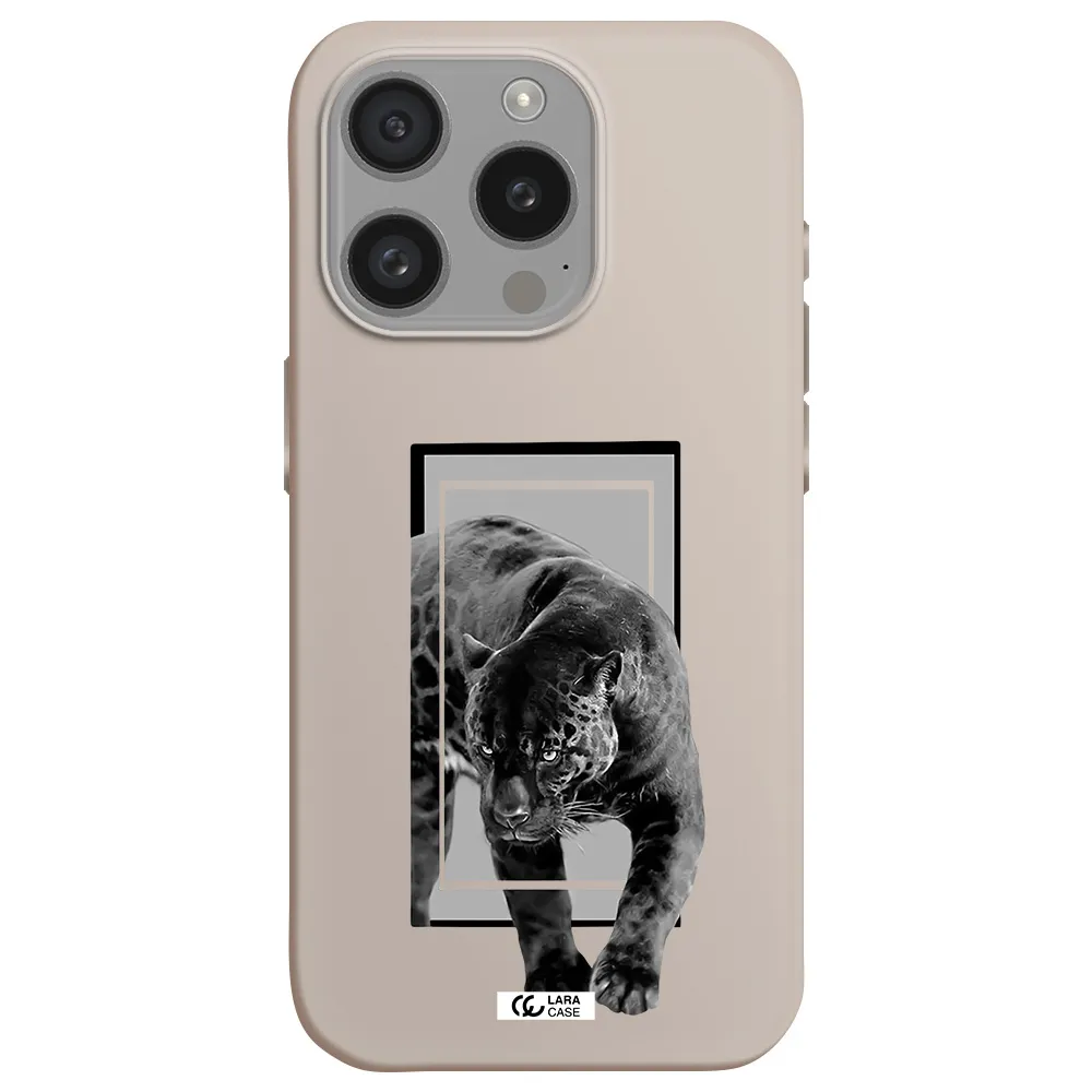 A Black Tiger With Spots On Its Face Apple Iphone 15 Pro Silicone Stone Case