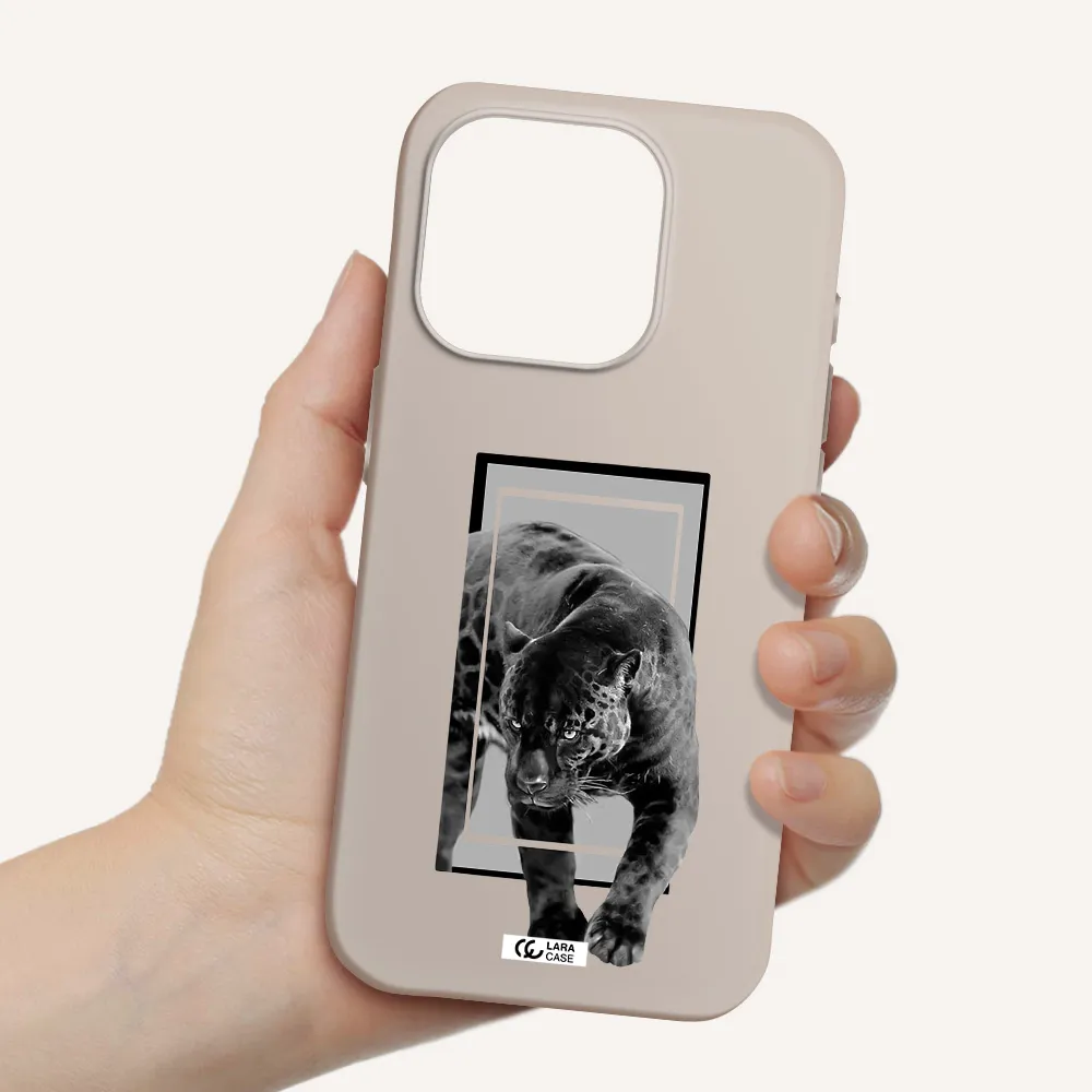 A Black Tiger With Spots On Its Face Apple Iphone 15 Pro Silicone Stone Case