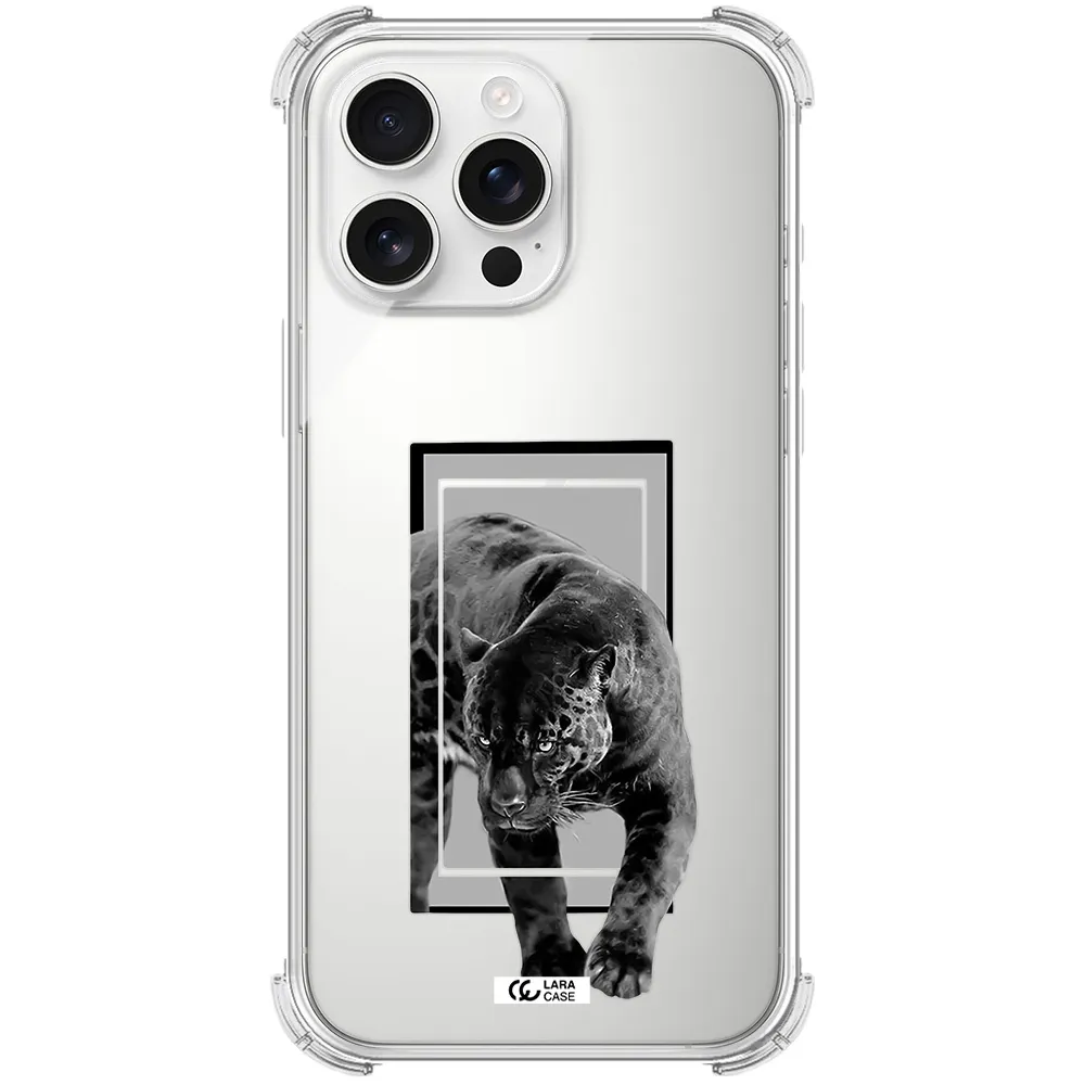 A Black Tiger With Spots On Its Face Apple Iphone 16 Pro Max Clear Pc Case