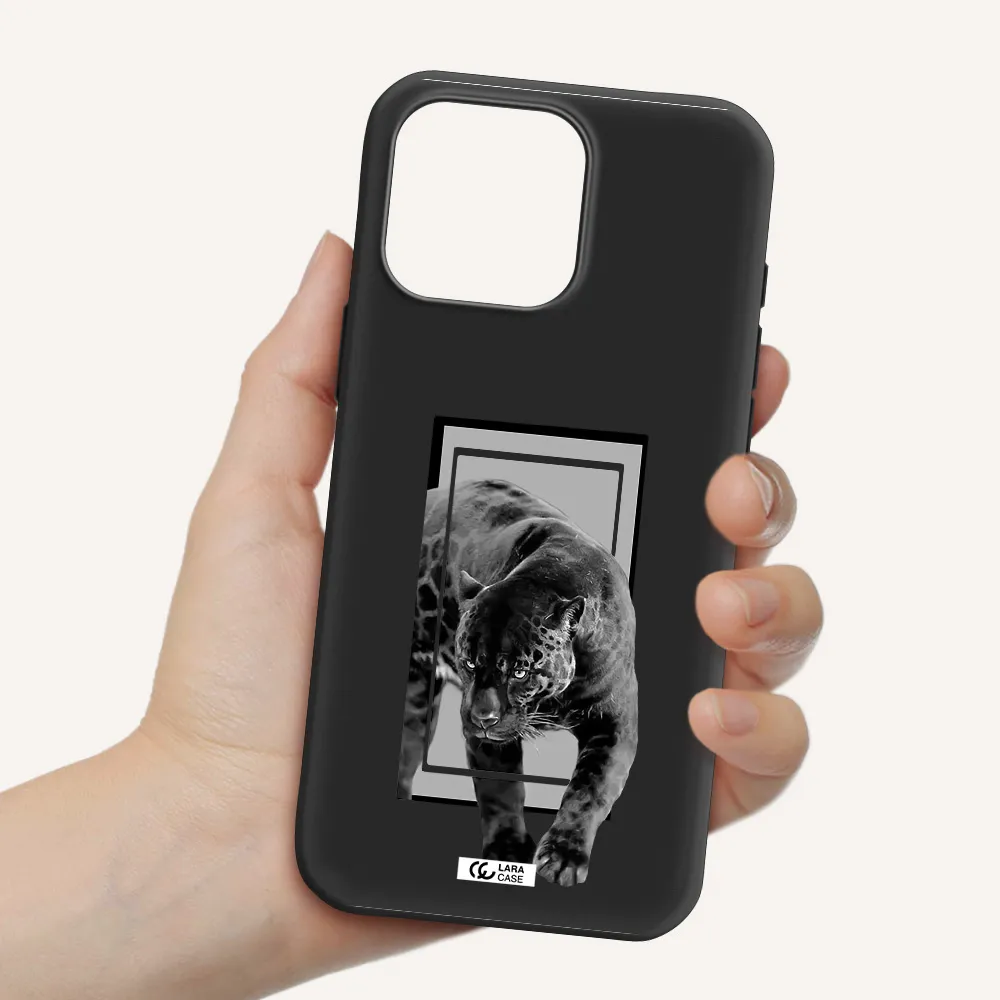 A Black Tiger With Spots On Its Face Apple Iphone 16 Pro Max Silicone Black Case