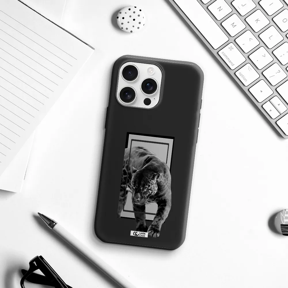 A Black Tiger With Spots On Its Face Apple Iphone 16 Pro Max Silicone Black Case