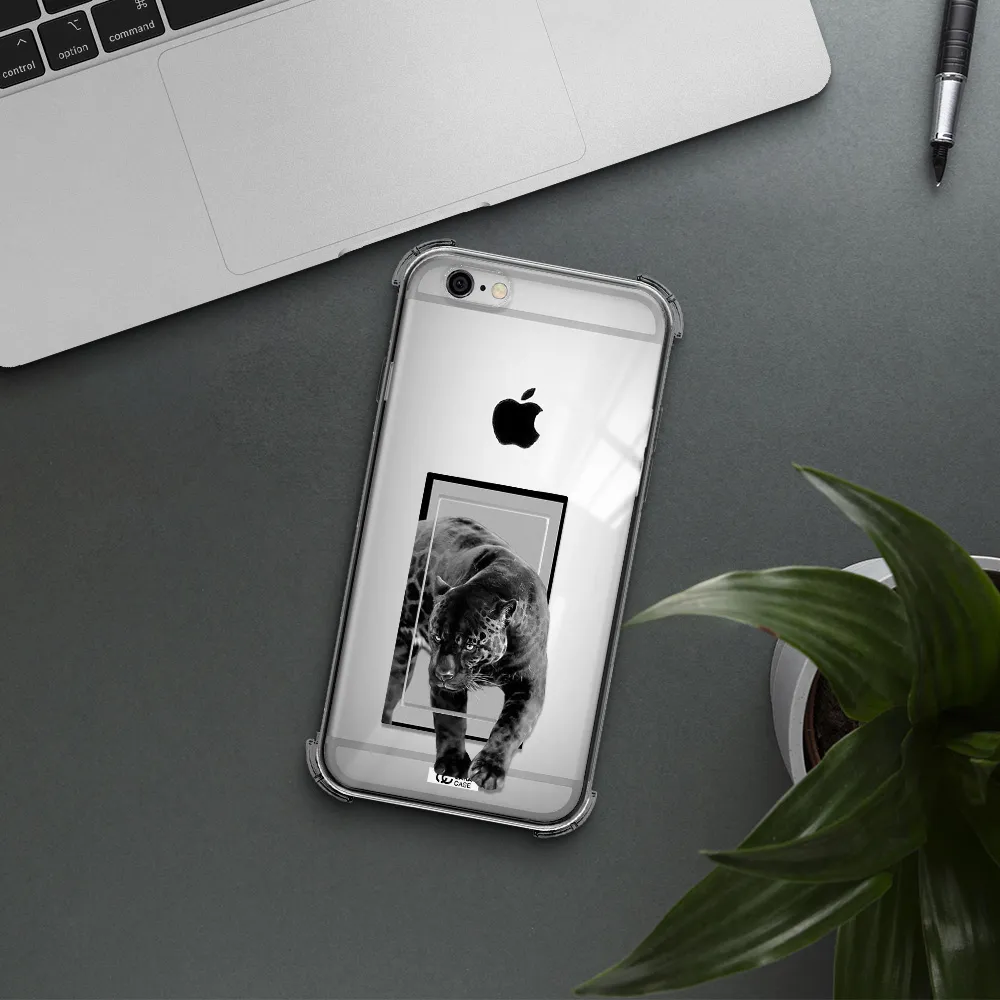 a black tiger with spots on its face Apple iPhone 6 Clear PC Case