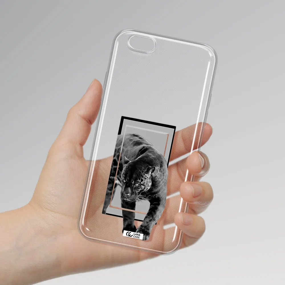 a black tiger with spots on its face Apple iPhone 6 Clear TPU Case
