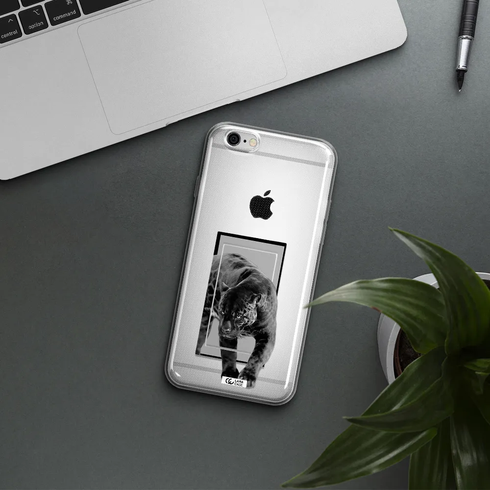 a black tiger with spots on its face Apple iPhone 6 Clear TPU Case