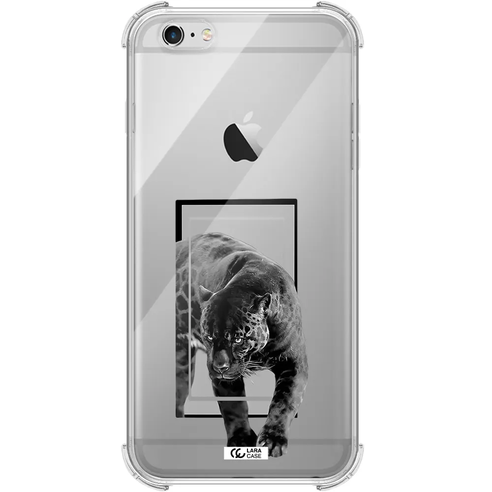 a black tiger with spots on its face Apple iPhone 6 plus Clear PC Case