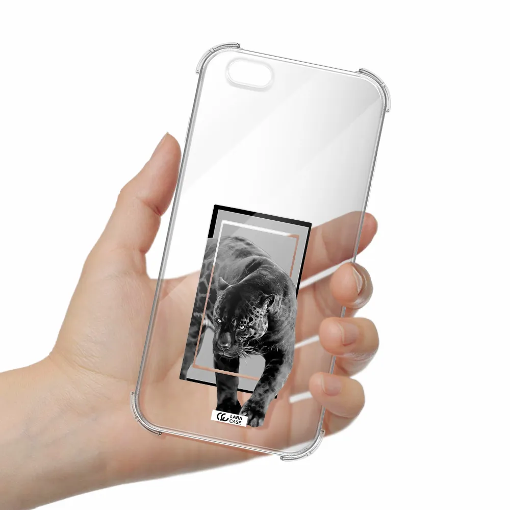 a black tiger with spots on its face Apple iPhone 6 plus Clear PC Case