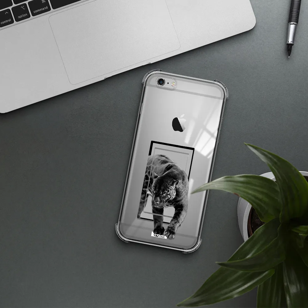 a black tiger with spots on its face Apple iPhone 6 plus Clear PC Case