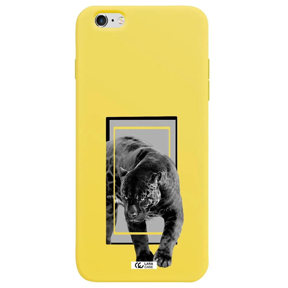 a black tiger with spots on its face Apple iPhone 6 plus Silicone canary yellow Case