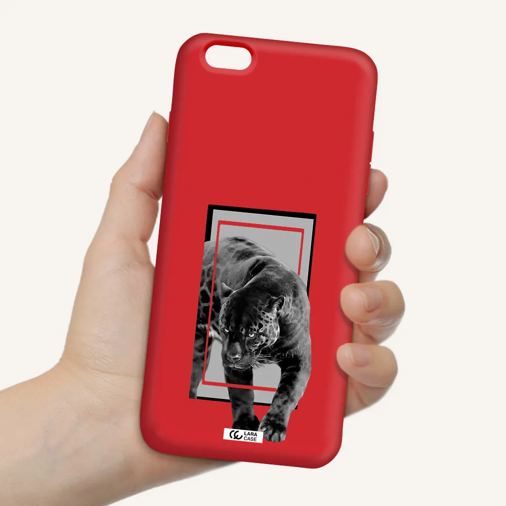 a black tiger with spots on its face Apple iPhone 6 plus Silicone Imperial Red Case