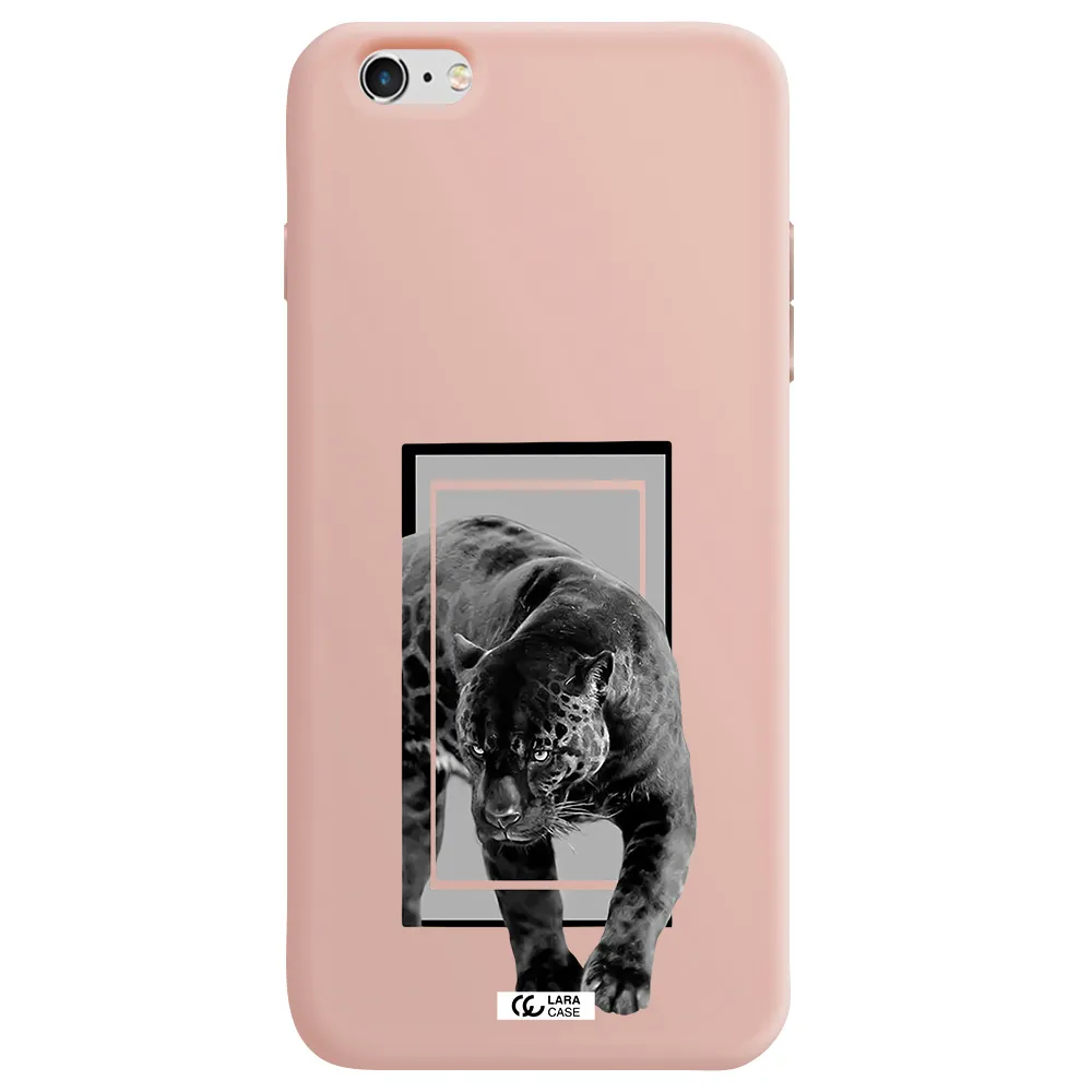 a black tiger with spots on its face Apple iPhone 6 plus Silicone pastel pink Case