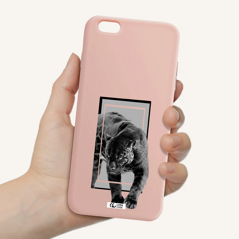 a black tiger with spots on its face Apple iPhone 6 s plus Silicone pastel pink Case