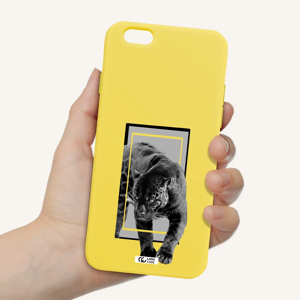 a black tiger with spots on its face Apple iPhone 6 Silicone canary yellow Case