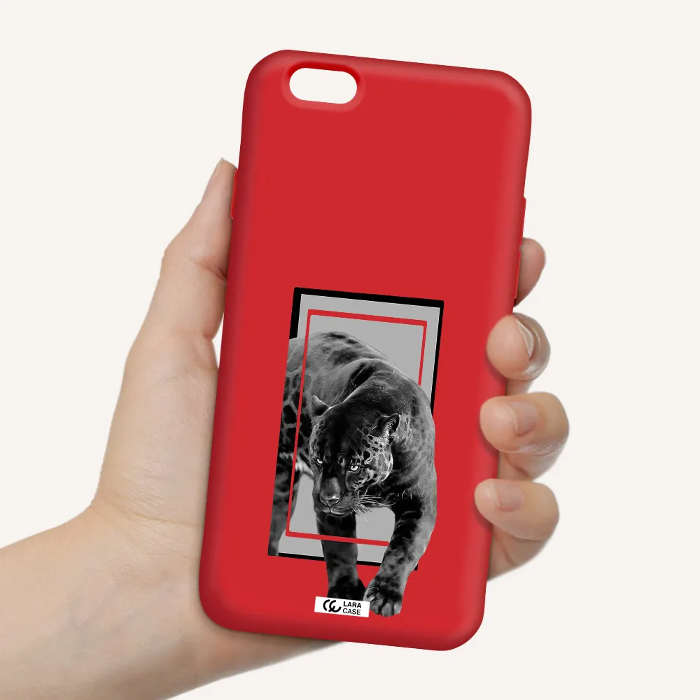 a black tiger with spots on its face Apple iPhone 6 Silicone Imperial Red Case