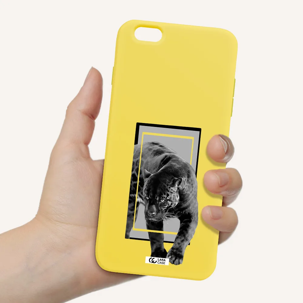 a black tiger with spots on its face Apple iPhone 6S Silicone canary yellow Case