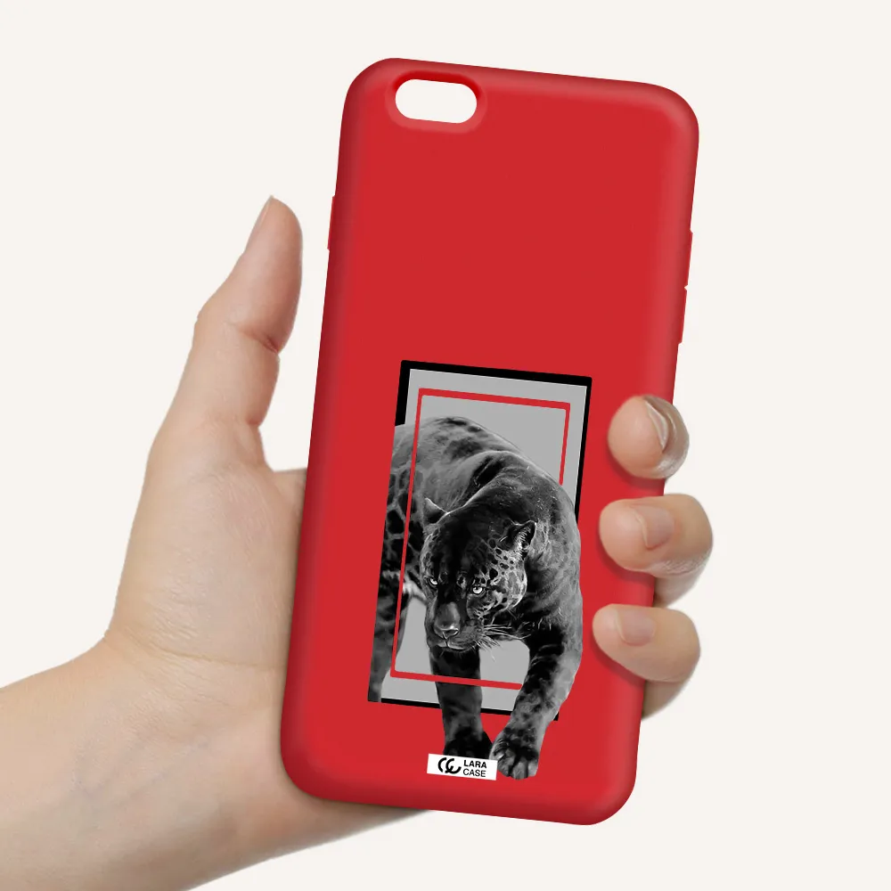 a black tiger with spots on its face Apple iPhone 6S Silicone Imperial Red Case
