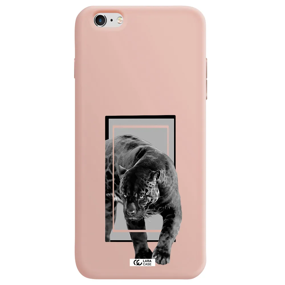 a black tiger with spots on its face Apple iPhone 6S Silicone pastel pink Case