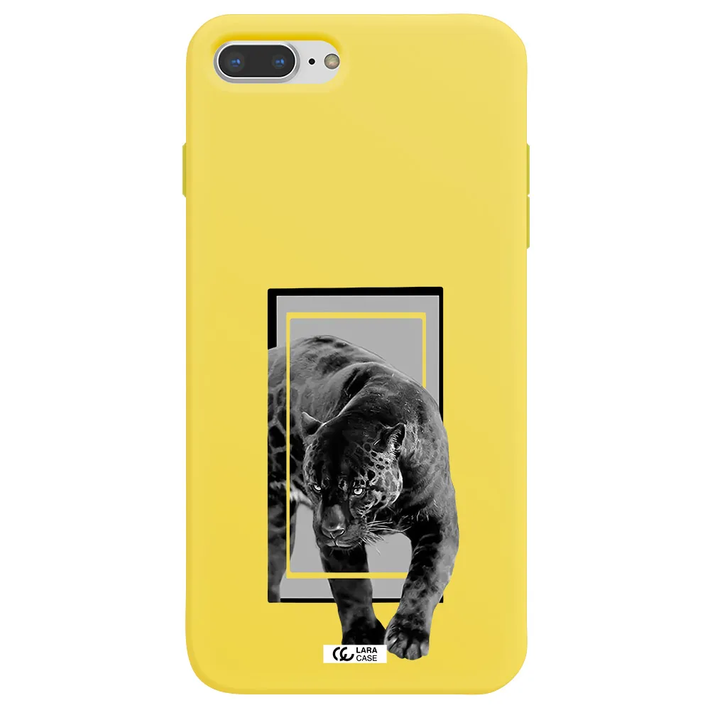 a black tiger with spots on its face Apple iPhone 7 plus Silicone canary yellow Case