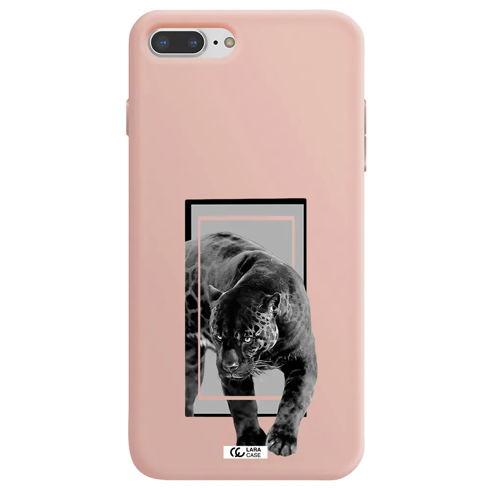 a black tiger with spots on its face Apple iPhone 7 plus Silicone pastel pink Case
