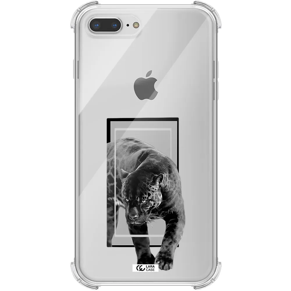 a black tiger with spots on its face Apple iPhone 8 plus Clear PC Case