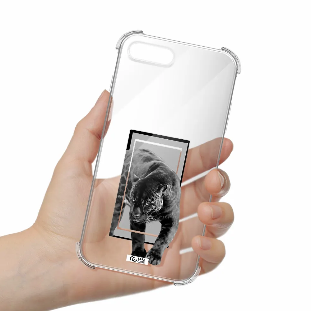 a black tiger with spots on its face Apple iPhone 8 plus Clear PC Case