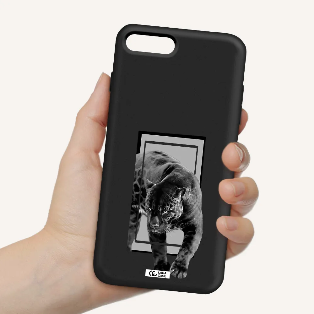 a black tiger with spots on its face Apple iPhone 8 plus Silicone black Case
