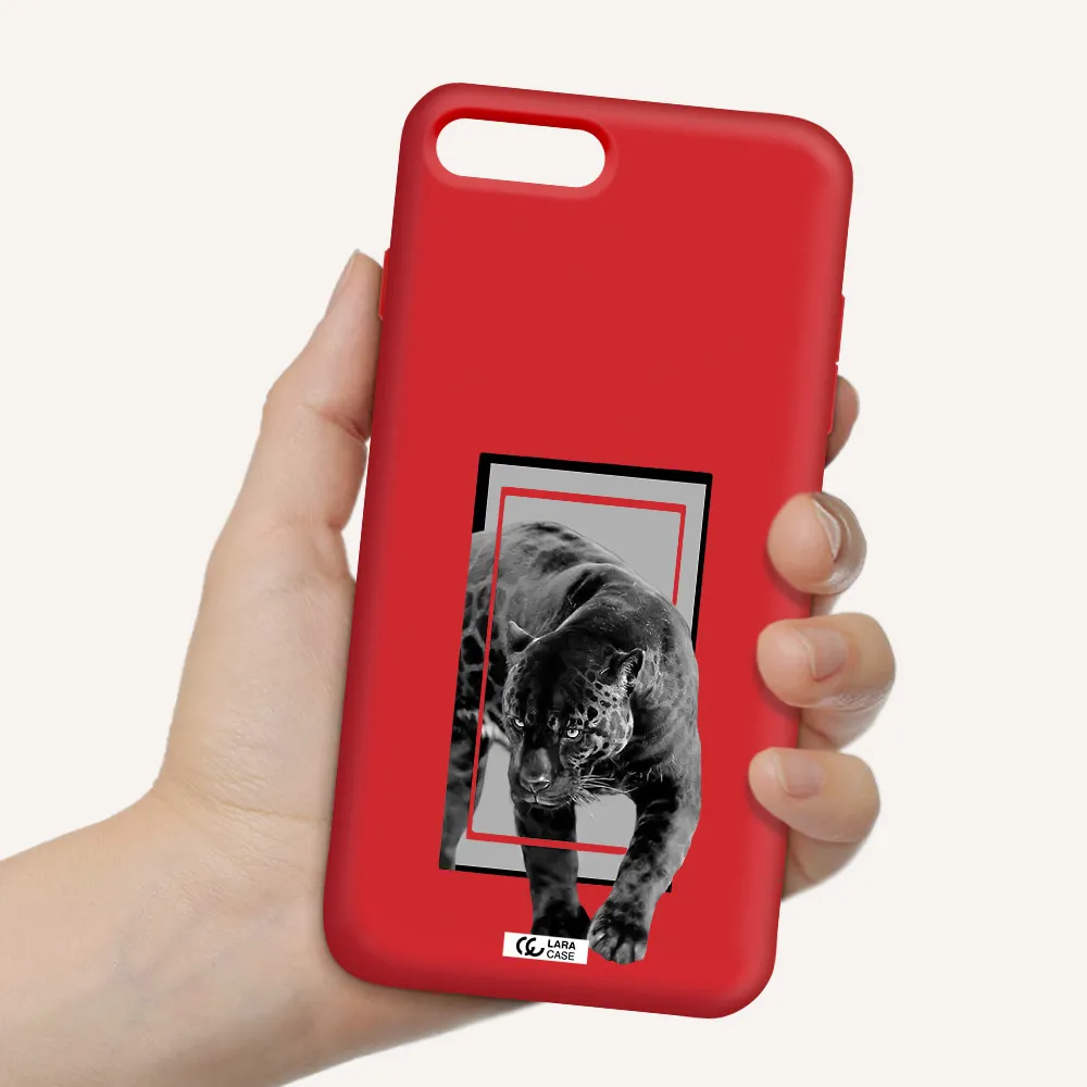 a black tiger with spots on its face Apple iPhone 8 plus Silicone Imperial Red Case