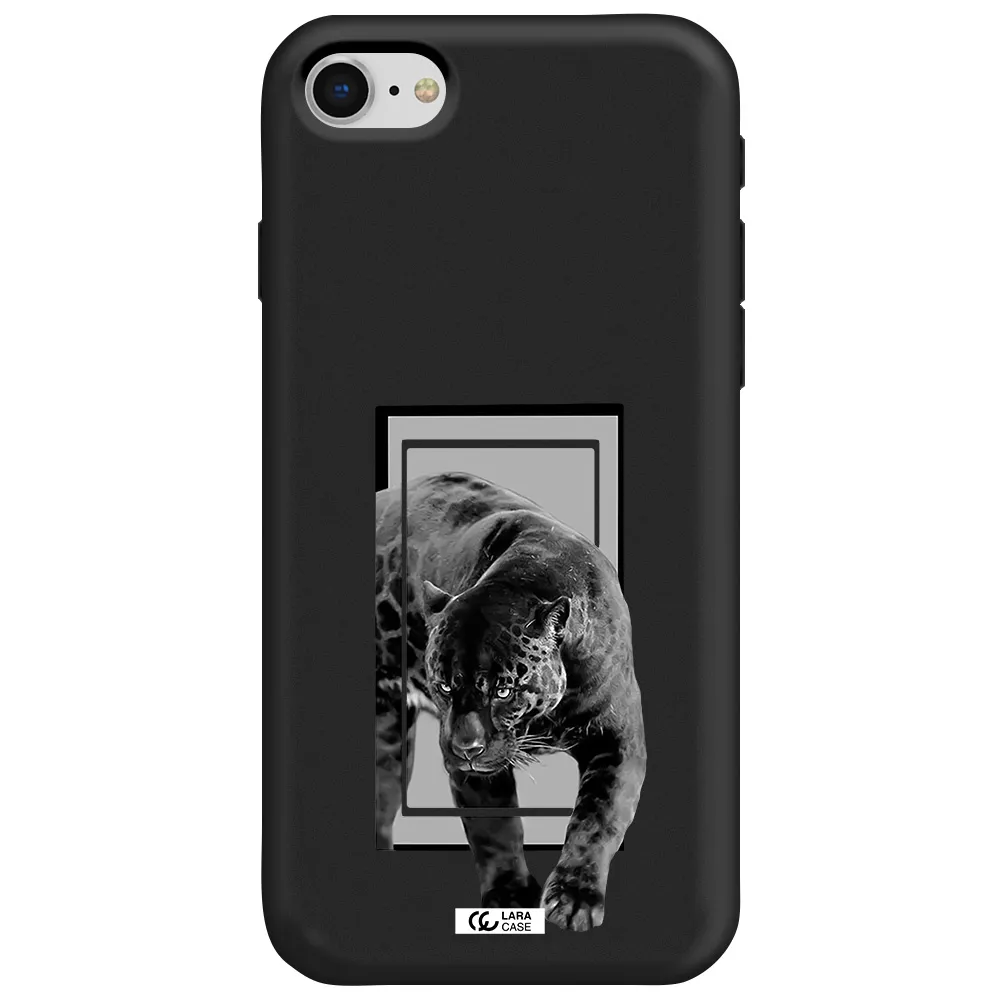 a black tiger with spots on its face Apple iPhone se 2020 Silicone black Case