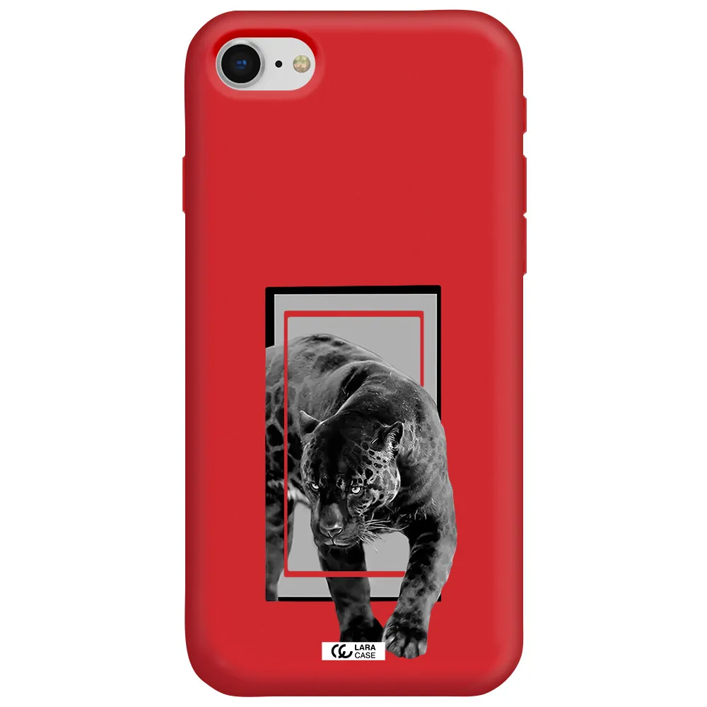 a black tiger with spots on its face Apple iPhone se 2020 Silicone Imperial Red Case