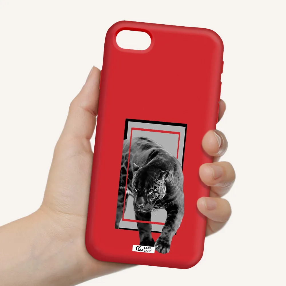 a black tiger with spots on its face Apple iPhone se 2020 Silicone Imperial Red Case