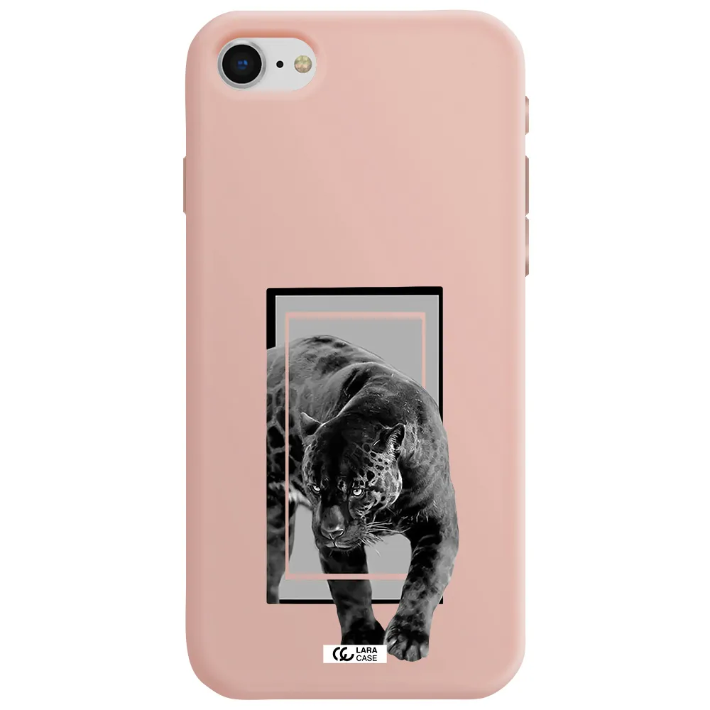 a black tiger with spots on its face Apple iPhone se 2020 Silicone pastel pink Case