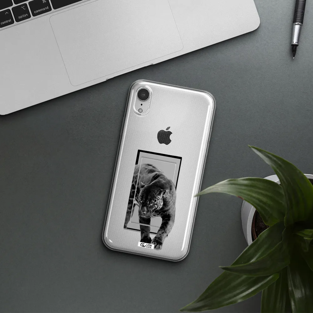 a black tiger with spots on its face Apple iPhone XR Clear TPU Case