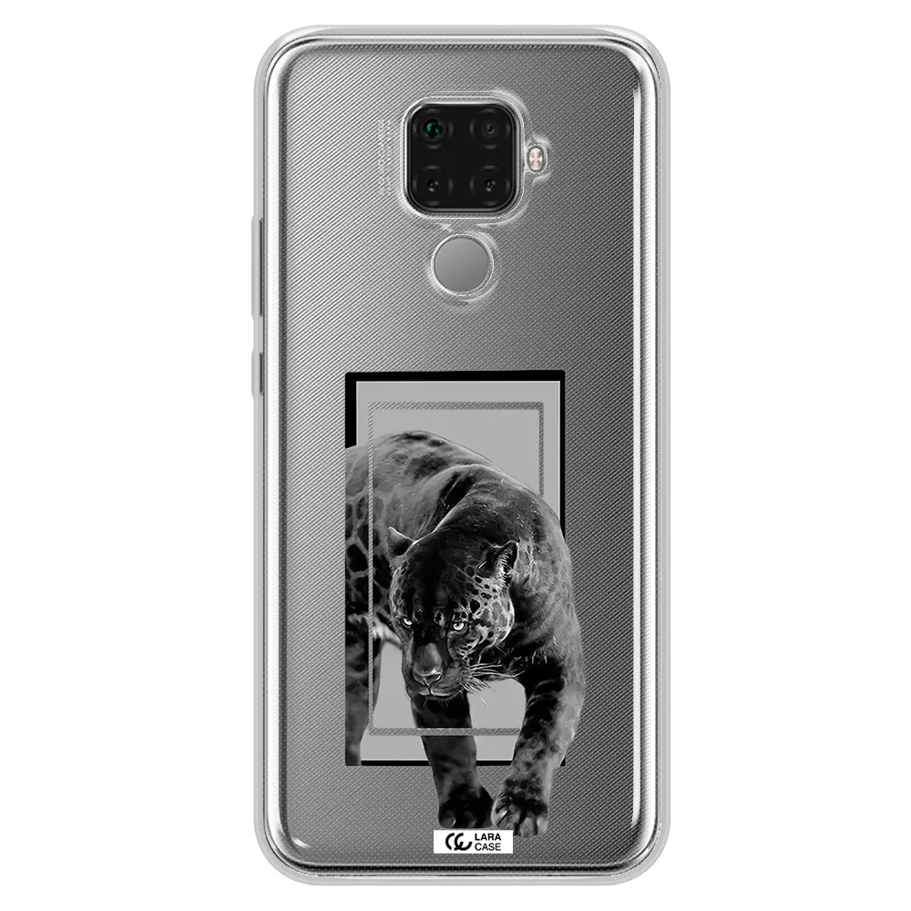a black tiger with spots on its face Huawei Mate 30 Lite Clear TPU Case