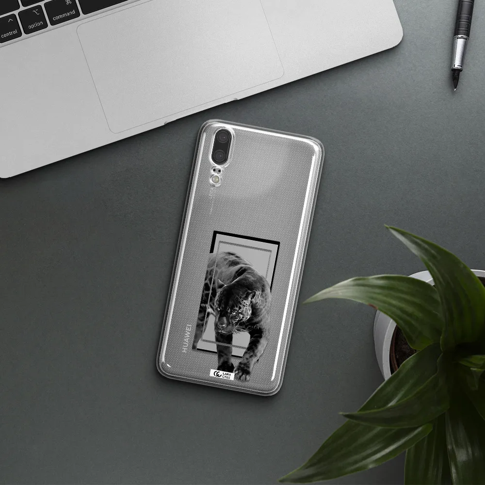a black tiger with spots on its face Huawei P20 Clear TPU Case