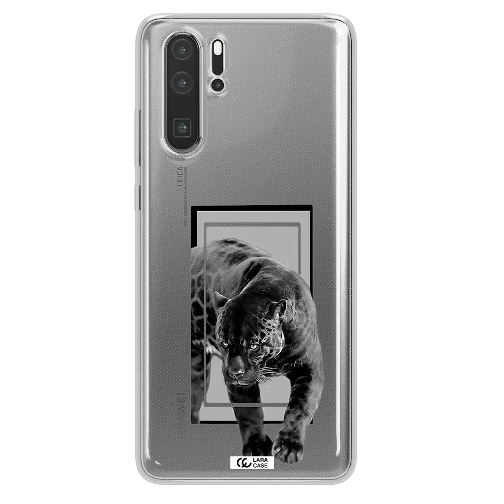 a black tiger with spots on its face Huawei P30 Pro Clear TPU Case
