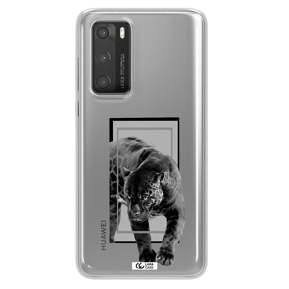 a black tiger with spots on its face Huawei P40 Clear TPU Case