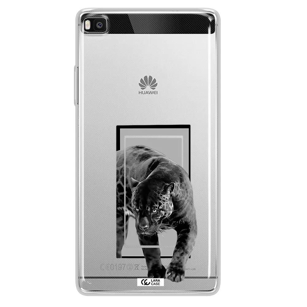 a black tiger with spots on its face Huawei P8 Clear TPU Case