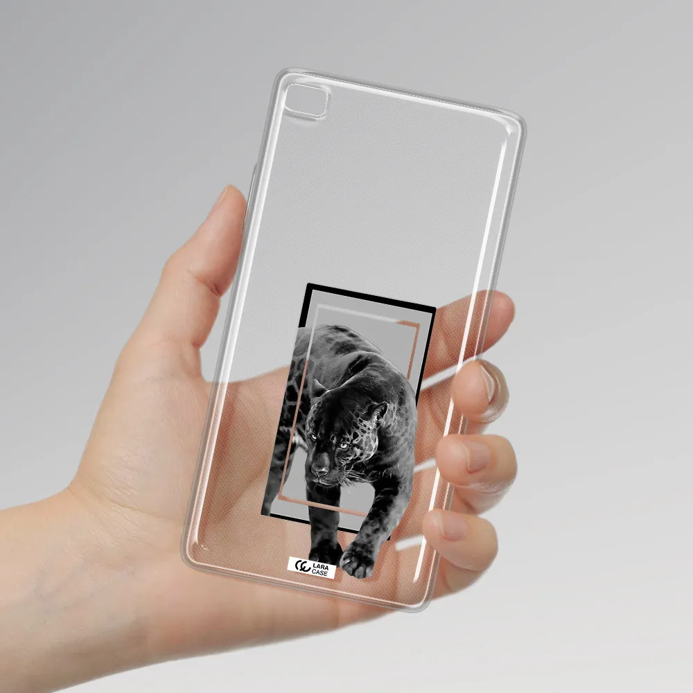 a black tiger with spots on its face Huawei P8 Clear TPU Case