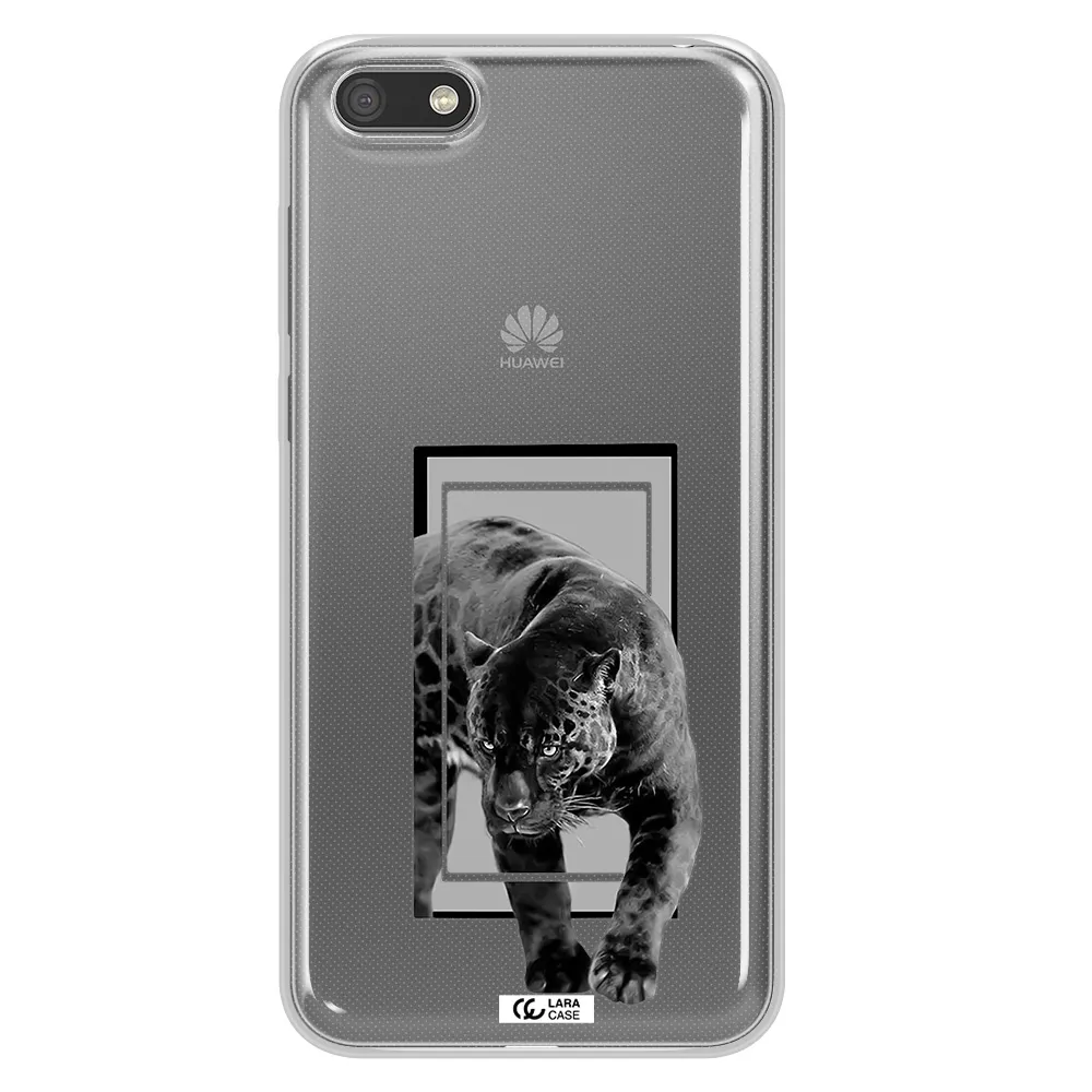 a black tiger with spots on its face Huawei Y5 2018 Clear TPU Case