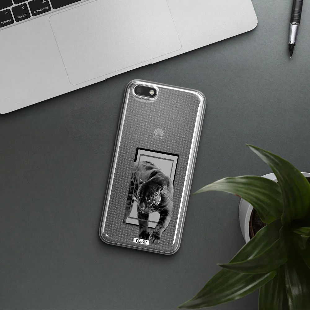 a black tiger with spots on its face Huawei Y5 2018 Clear TPU Case