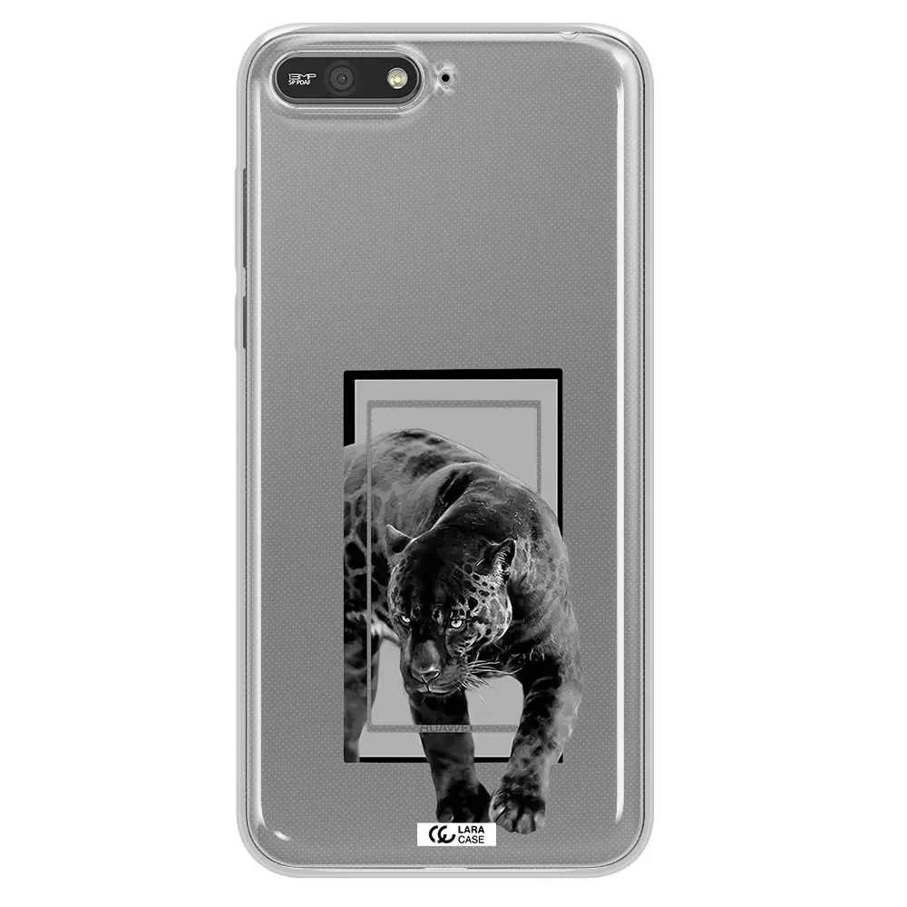 a black tiger with spots on its face Huawei Y6 2018 Clear TPU Case