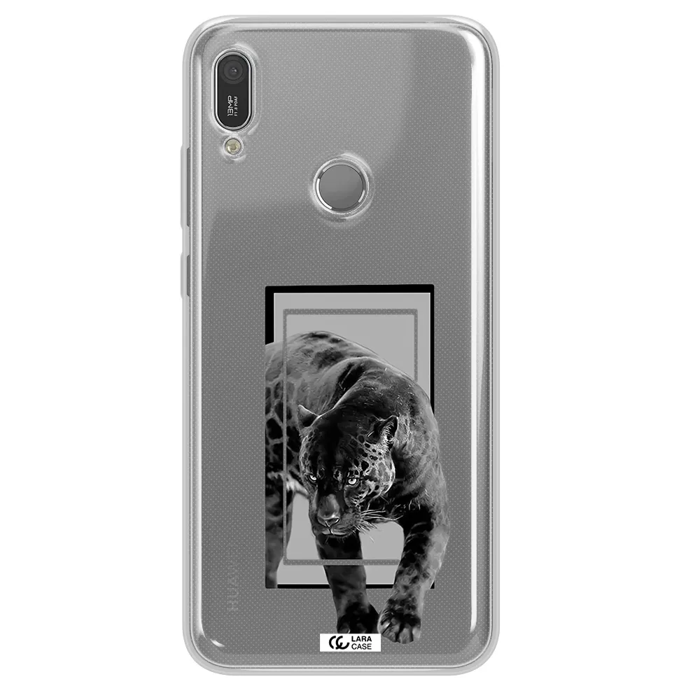 a black tiger with spots on its face Huawei Y6 2019 Clear TPU Case
