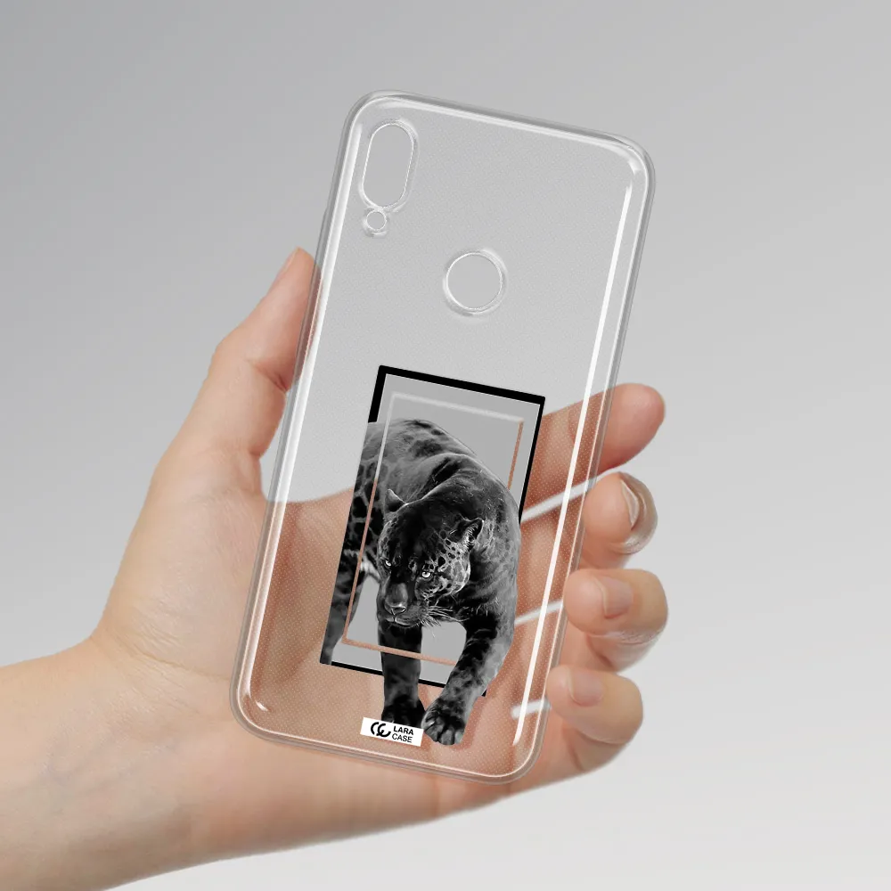 a black tiger with spots on its face Huawei Y6 2019 Clear TPU Case