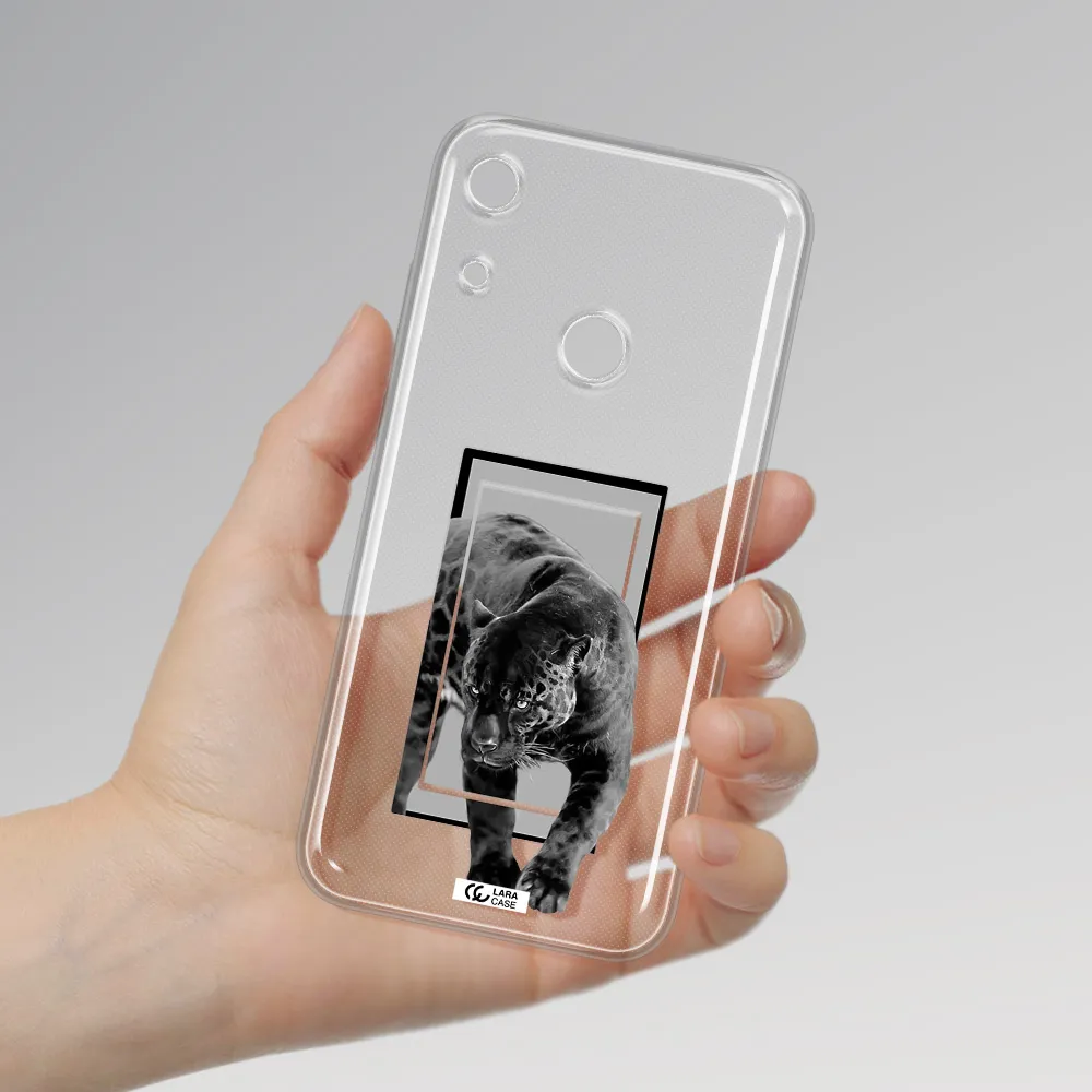 a black tiger with spots on its face Huawei Y6S Clear TPU Case