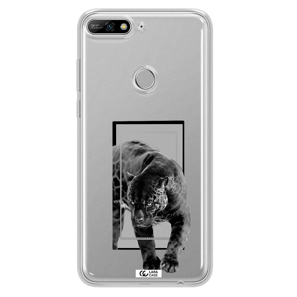 a black tiger with spots on its face Huawei Y7 2018 Clear TPU Case